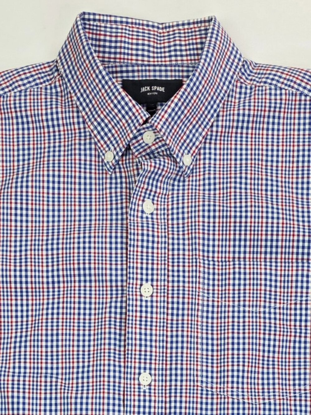 Jack Spade New York Red White and Blue Check Mens Size Large Button Down Shirt